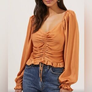 ASTR Love Song Ruched Frill Puff
Sleeve Top